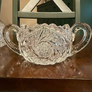 America Brilliant Crystal Sugar Bowl with Handles